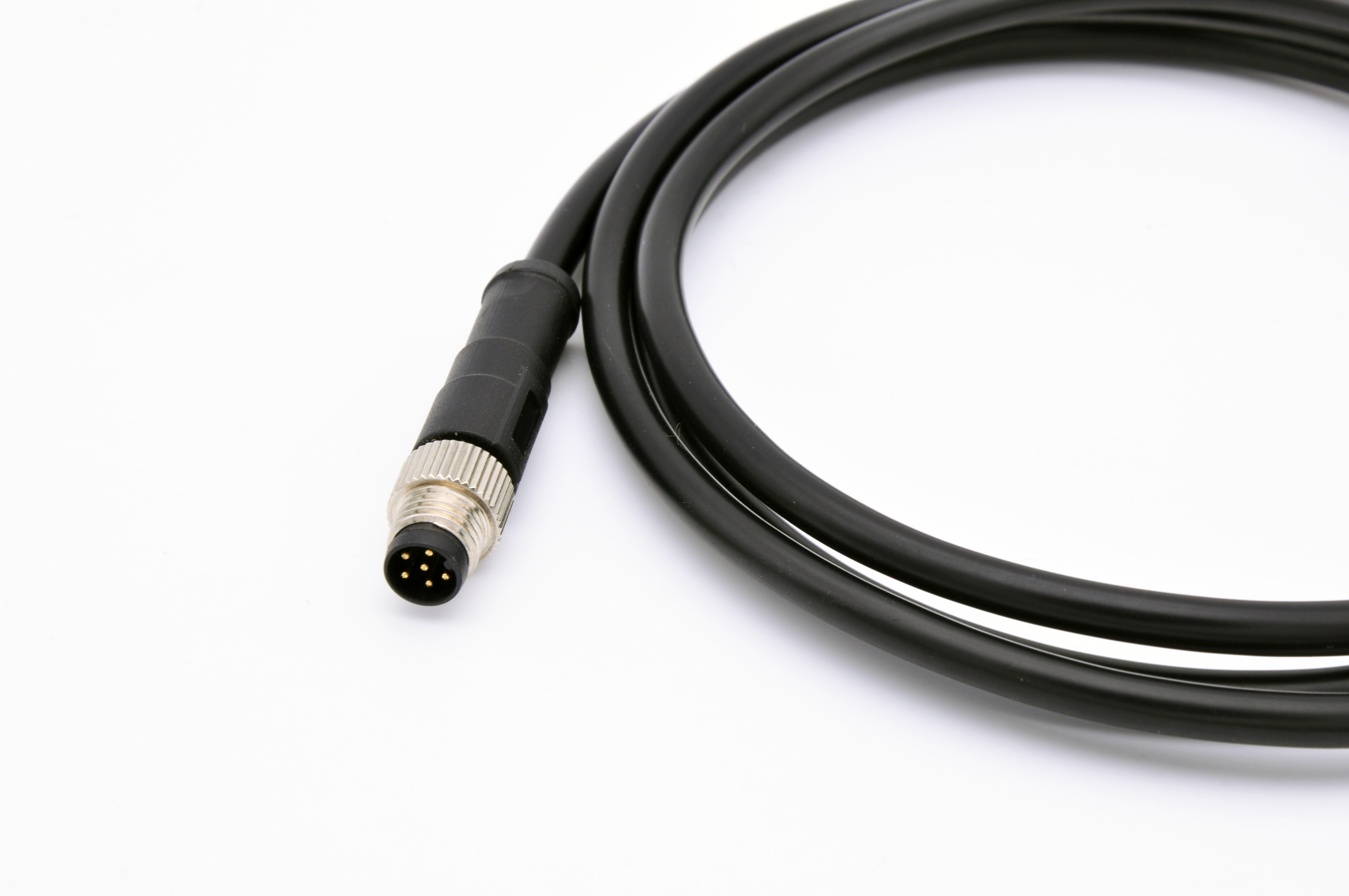 6 Pin M8 Molded Cable, Straight Waterproof Male Plug Connector