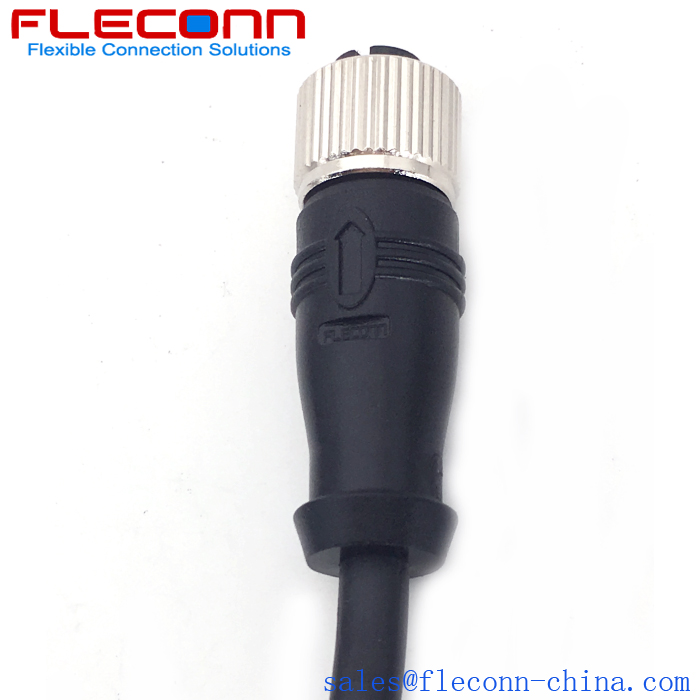 M12 D Code Female Connector Cat 5e PUR Cable, IP67/ IP68