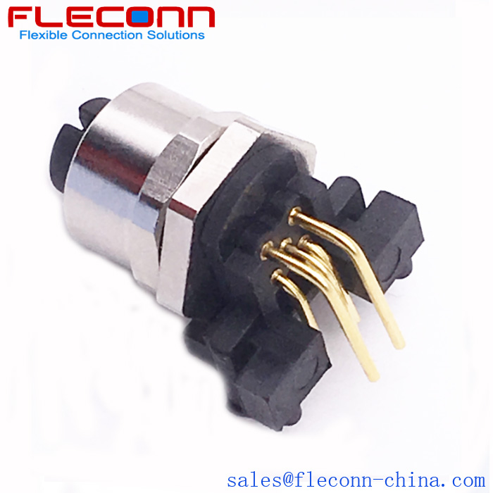 M12 5 Pin Female PCB Panel Mount Connector, Right Angle, A-coding M12 5 Pin Female PCB Panel Mount Connector, Right Angle, A-coding in FLECONN China Comany.