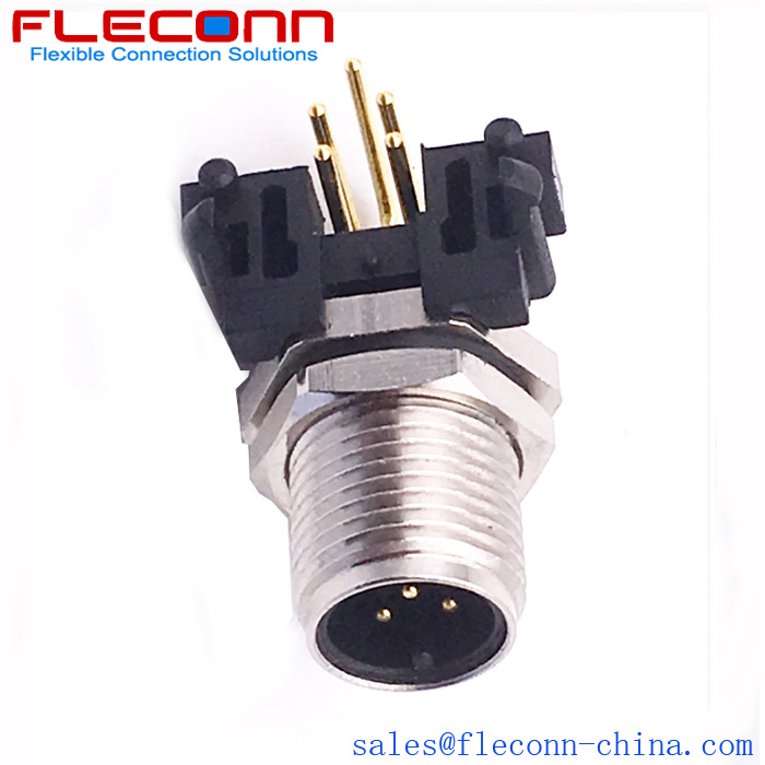 M12 A-coded 5 Pin Male Right Angle PCB Panel Mount Connector M12 A-coded 5 Pin Male Right Angle PCB Panel Mount Connector in FLECONN China Comany.
