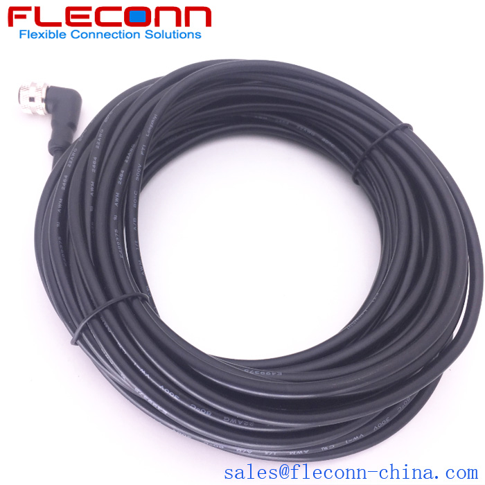 M12 4 Contact Right Angle Female Cable 10M Long Single-Ended Cordsets Supplier and Manufacturer in China