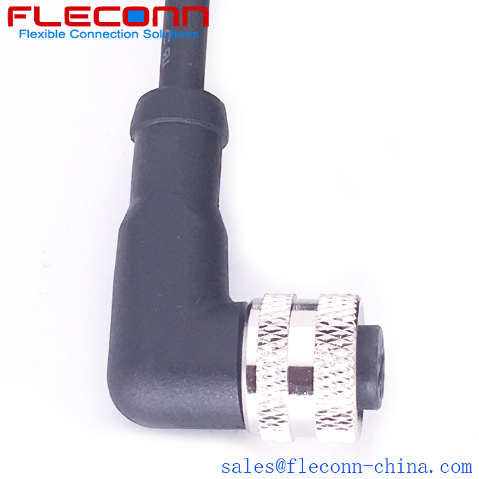 M12 Sensor Cable, 4 Pin Female Connector, 90 Degree Right Angle Molded Cable Supplier and Manufacturer in China