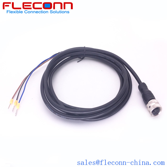 M12 4-Pin Cable Assembly, Female Connector to Pre-insulated Ferrule Tube Terminals Supplier and Manufacturer in China