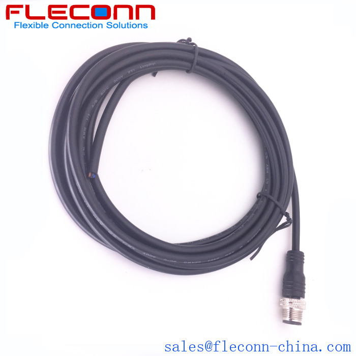 M12 Male Cable, 4 position, Straight Plug to single-ended cordset Supplier and Manufacturer in China