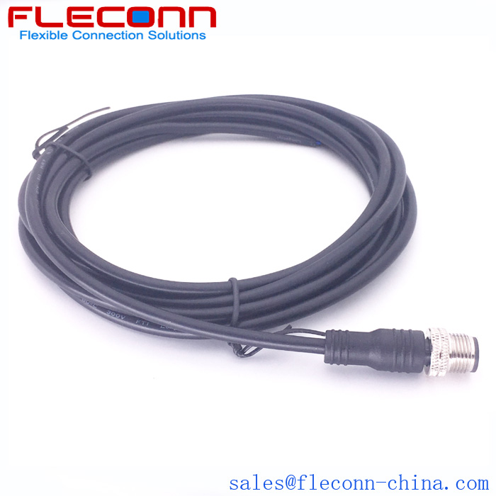 M12 4-Pos Male Straight Cable Cordset with IP67 Waterproof A-Coded Plug Supplier and Manufacturer in China