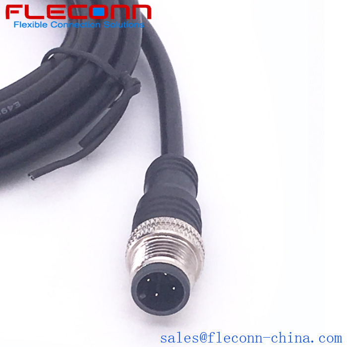 M12 4-Pole Male Cable, A-Coding, 180 Degree Straight Molding Cable Supplier and Manufacturer in China