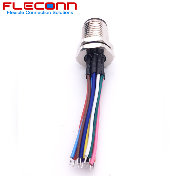 M12 12Pin A Code Male Panel Mount Connector with UL 1007 24AWG Single Wires.jpg