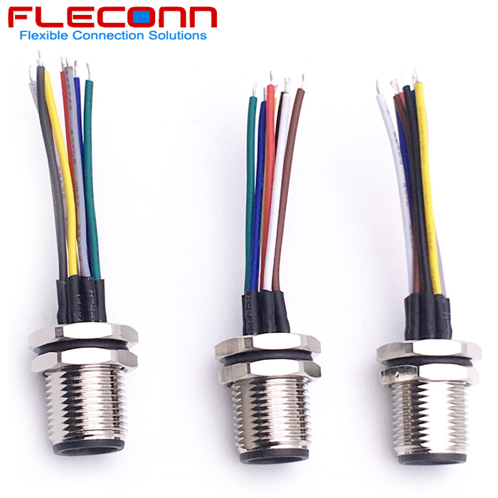 M12 Rear Panel Mount Connector, 8 Circuits with UL1007 24AWG Single Wires.jpg