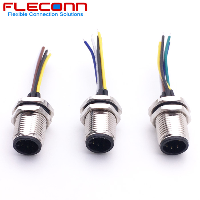M12 6 Pin A-Coding Male Panel Mount Connector with 40mm 0.2mm2 Single Wires.jpg